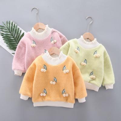 China Korean style rabbit ear design solid color children girls winter anti-shrink coat with pom for sale