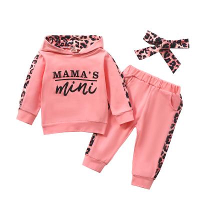 China Baby Pajamas Casual Clothes Set Cute Pink Infant Toddler Home Wear Clothes Set With Headband for sale