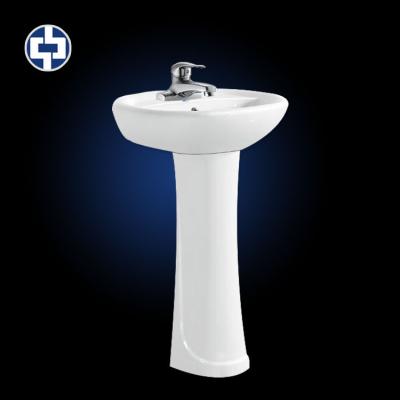 China Eco-friendly save water cool-hot-exchange faucet pedestal wash sink hot sale Henan bathroom sink sanitary ware ceramic washbasin for sale