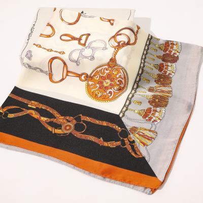 China Custom Scarf For Women Designer Fashion Silk Satin Square Scarf for sale