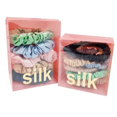 China Fashion Wholesale Multiple Color Hair Accessories Stock Silk Headbands Elastic Silk Hair Ties Scrunchie Girls Hair Band for sale