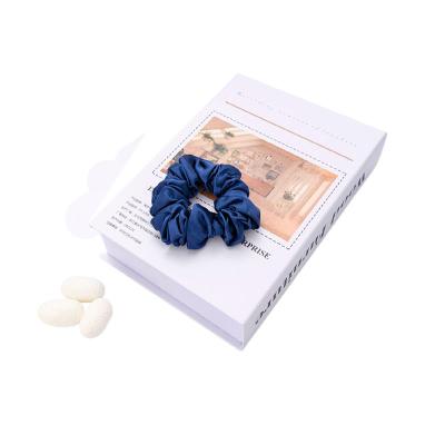 China European and American style cheaper products crumpled fabric fluffy hair band hair scrunchies navy head band silk color finished girl scrunchies for sale