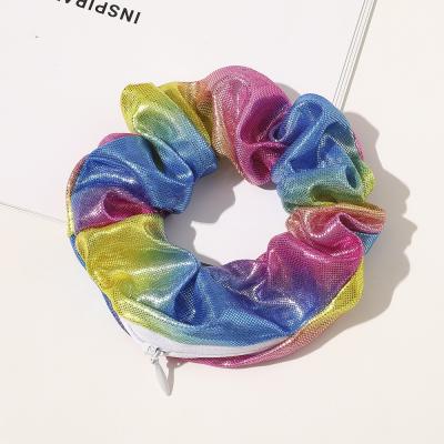 China European and American style popular elastic scrunchies for girls scrunchies with zipper pocket for sale