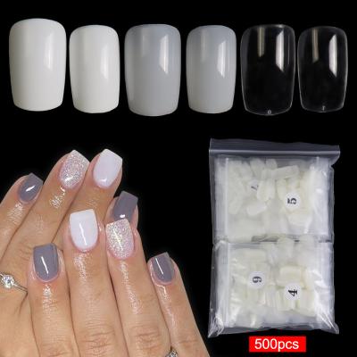 China Flexibility 500 Pcs Bag Clear White Full Cover Fake Nail Tip Nature French Nail Tips, Wholesale High Quality Short Nail Tips for sale