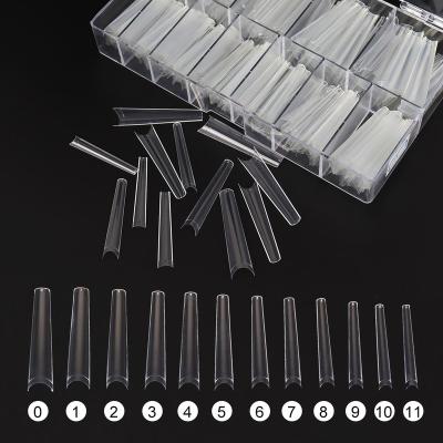 China Flexibility 420 Pcs/Box ODM/OEM Clear Nature Nail Tips, XXXL Half Cover Nail Supplier Artificial Extra Long Coffin Nail Tips for sale