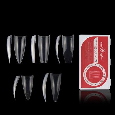 China Flexibility Private Label French Tip GT Clear Natural Half Cover Short Headed Stiletto Square Fake Nail Tips With Box for sale