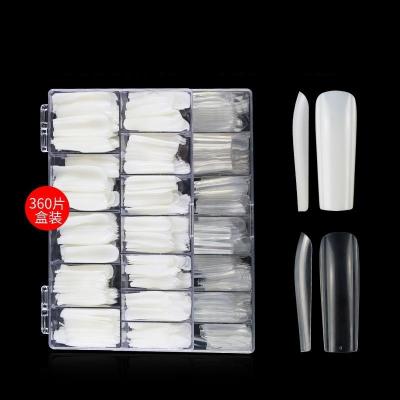 China Flexibility 504 Pcs/Square Straight Bag XXL Long Form Tips For Acrylic False Nail With Box Full Cover Extra Long Clear Nature Nail Tips for sale