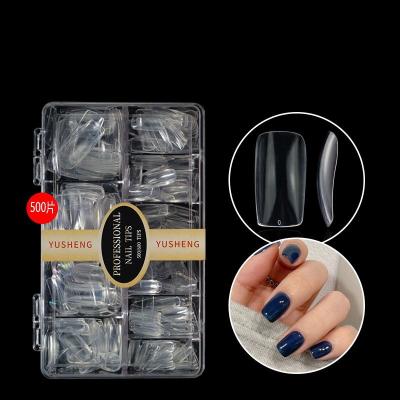 China 500pcs Bundle Nail Flexibility Long Tips Clear Transparent Cover Customized Press On Nail Full Cover Square Seamless Thickened Nail Tips for sale