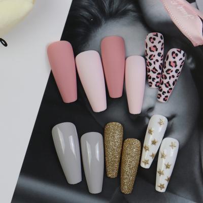 China Flexibility 24pcs/Set Aurora Full Covering Long Gradient Wearing Armor Detachable Ballet Coffin Manicure Tool Artificial False Nails for sale