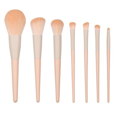 China Angular Blush Anzini  7pcs Premium Cosmetic Brush set  for Loose powder  Blush Concealer Eyeshadow eyebrow highlight Pink Makeup brush for sale