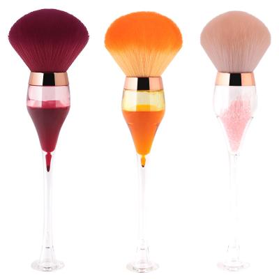 China Angular Blush Anzini Plastic handle Eco-friendly bristles Personalized makeup brush Unique appearance Custom logo Loose powder brush for sale