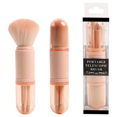 China Fan Brush Anzini New  4 in 1 Portable Loose Powder  Blusher Eyeshadow Brushes High Quality Travel Mini Makeup Brush Set for sale