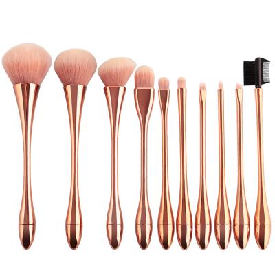 China Angular Blush Anzini 10pc Wholesale Rose Gold Professional  Makeup Brushes  High quality plastic handle artificial fiber hair makeup brush set for sale