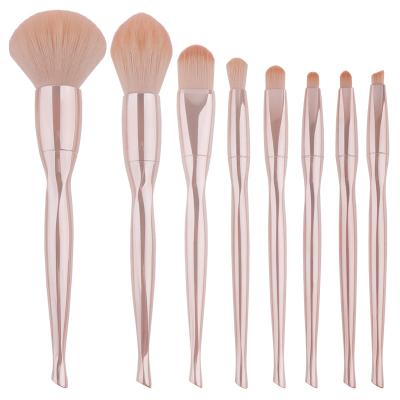 China Angular Blush Anzini 8pcs wholesale Electroplating process Plastic handle Fiber hair Loose powder Eye-makeup  Powder blusher makeup brush set for sale