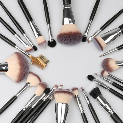 China Angular Blush Anzini 24pcs Professional makeup brush set with Pearl matte plastic handle Fiber and black wool Kabuki Makeup brushes for sale