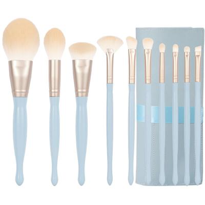 China Angular Blush Anzini 2023 New 10pcs Professional  Skin-friendly Fiber Bristles Plastic Brush Handle Stock Wholesale Makeup Brush Set with bag for sale