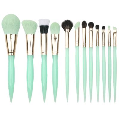 China Angular Blush Anzini 12 plastic handle makeup brushes set spot wholesale customized logo makeup brushes factory direct sale Makeup Tools for sale