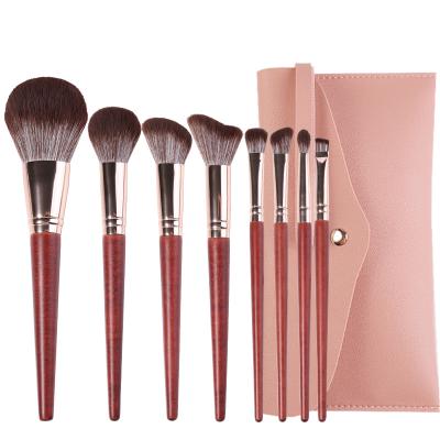 China Angular Blush Anzini 8pcs makeup brushes set spot wholesale can be customized logo makeup brushes  red wooden handle makeup brushes set for sale