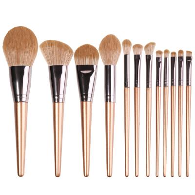 China Angular Blush Anzini wood handle 14 makeup brushes set spot wholesale customized logo makeup brushes professional makeup tools for sale