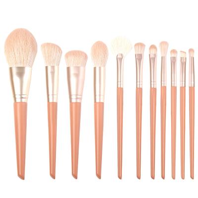 China Angular Blush anzini new wooden handle 11pcs makeup brushes set spot wholesale customizable logo makeup brush high quality makeup brush set for sale