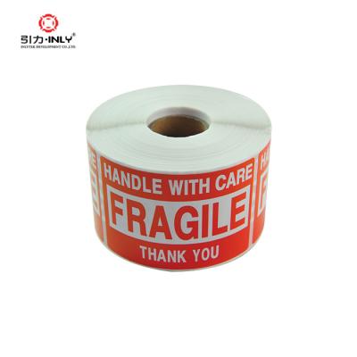 China Waterproof 500 Labels Per Roll Fragile Label Warning Sticker For Carton Packing HANDLE WITH CARE for sale