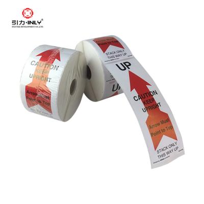 China Waterproof Caution Shipping Label KEEP STRAIGHT for Carton Packing Label for sale