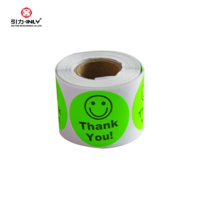 China 1.5" waterproof; thank you round smile sticker label self-adhesive label for sale