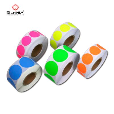 China Custom Self Adhesive Fluorescent Circle Heat Sensitive Label Sticker Paper for sale