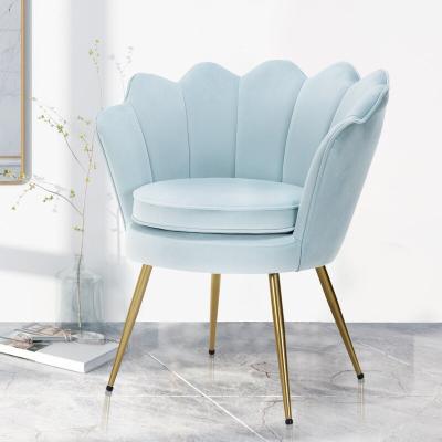 China Comfotable Upholstered Tufted Fabric Upholstery Lounge Chair Tub Shell Back Velvet Leisure Sofa Accent Chair Armchair With Gold Legs for sale