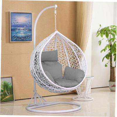 China Durable Swing Metal Patio Chair Rattan Double Egg Bench Wicker Hanging Hanging Basket for sale