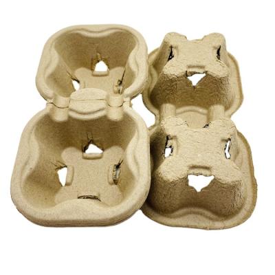 China Disposable Biodegradable Paper Pulp 2 Part Cups Holder For Hot Drink Caterer for sale