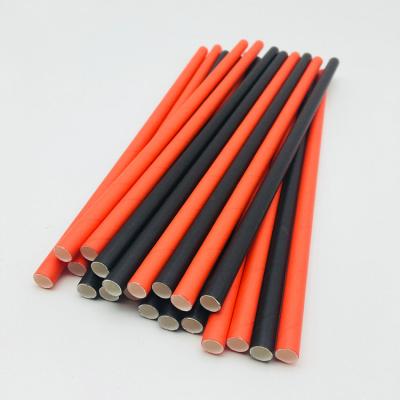 China Disposable Red Black Jumbo Paper Straw 8mm Diameter Biodegradable Paper Straw for sale