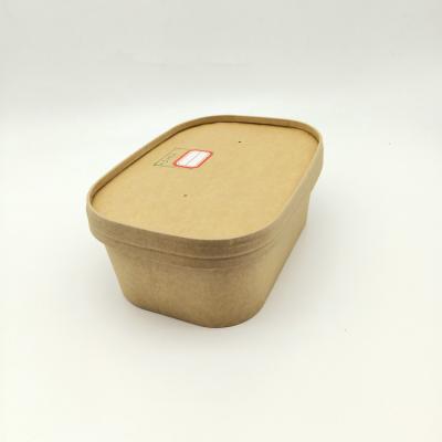 China Minimalist Environmentally Friendly Kraft Paper 650ml Square Issue Biodegradable Bowl for sale