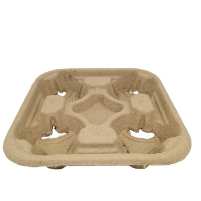 China Recycled Materials Pulp Paper Cup Holder Tray 4 Cup Carrier Tray Carrier With 4 Compartment for sale