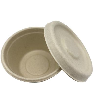 China 425ml Disposable Biodegradable Bagasse Sugarcane Pulp Soup Cup With Lid for sale