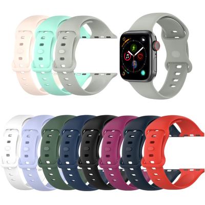 China Sports Strap For Apple Watch Se 8 Ultra Shape Buckle Strap Replacement Strap Solid Color Silicone Smart Watch Band for sale