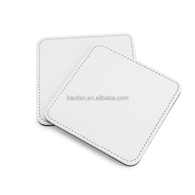 China Viable Hot Sales Adjust Shape Fabric White Sublimation PU Leather Cup Coaster for sale