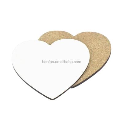 China Sustainable High Quality Heart Shape Sublimation Coaster White Wooden MDF Mug Coasters for sale