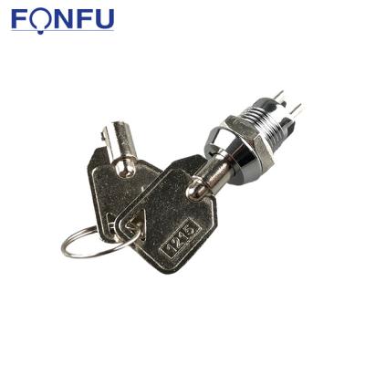 China Latching Mini Key Lock Switch On 12mm Power Electronic Hardware Key Lock Switch for sale