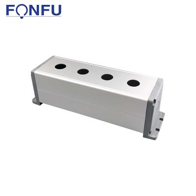 China Control box/switch holding 22mm aluminum alloy four hole metal push button switch box outdoor waterproof 4 hole power control box with ears 75*75mm for sale