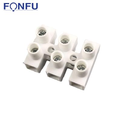 China PA10-3p 3 Pole H Type Plastic Electrical Steel Screws Nylon Feed Through Screw Terminal Blocks Cable Connector For Cable 2.5-4 Square for sale