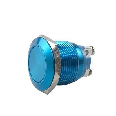 China blue mechanical reset momentary push button switch 19mm FU19-F1 waterproof for sale