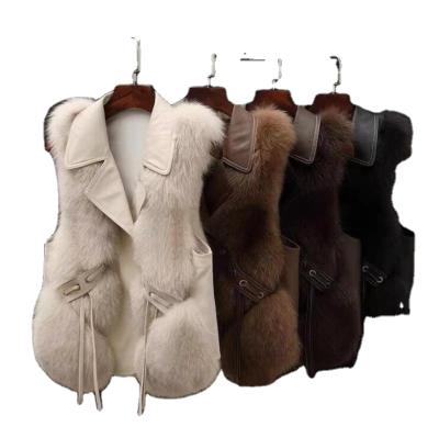 China Wholesale Women's Breathable Fur Vest 2021 New Winter Warmth Ladies Fashion Faux Fox Fur Casual Quilted Vests for sale