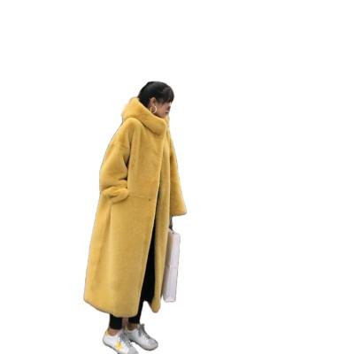 China Wholesale New Breathable Women's Long Faux Fur Coat 2021 Winter Style Faux Mink Fleece Fur Thick Loose Fleece Hood Coats for sale