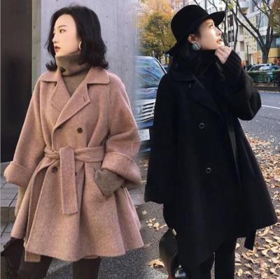 China Wholesale viable women's woolen coat for autumn 2021 winter new small Korean style loose double-sided wool coats for sale