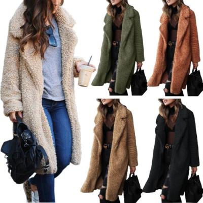 China Wholesale Breathable Women Coats 2021 Winter New Plush Cardigan Midi Length Thickened Loose Warm Coat Long Sleeve Turn-Down Collar for sale