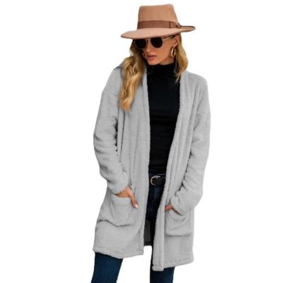 China Wholesale Women Anti-wrinkle Coats 2021 Winter Fashion Cardigan Solid Color Sweater Hot-selling Long Sleeve Mid Length Coat for sale