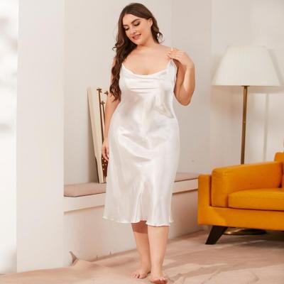 China Wholesale XL-3XL Women's Silk Nightgown Women's Homewear Sleepwear Summer QUICK DRY Ice Sling Loose Pajamas for sale