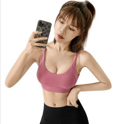 China News Breathable Sports Women's Yoga Fitness Shockproof Running Vest Bra Gathered Buckle Beauty Back Underwear Yoga Folding Bra for sale