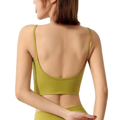 China 2021 Eco-Friendly Women's Breathable Leisure Wholesale Apparel Yoga Bra Fitness Top Dance Sling Sports Underwear Vest for sale